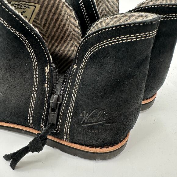 Woolrich Black Suede Wool Lined Zip Lug Booties Outdoor // 10 - Picture 6 of 8